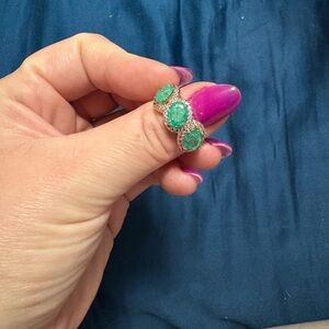 Elegant Green Stone Silver Earrings